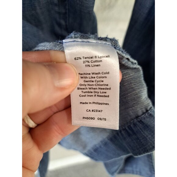 Talbots Womens Linen Blend Denim Chambray Blazer Jacket IX Single Button Front - Picture 8 of 12